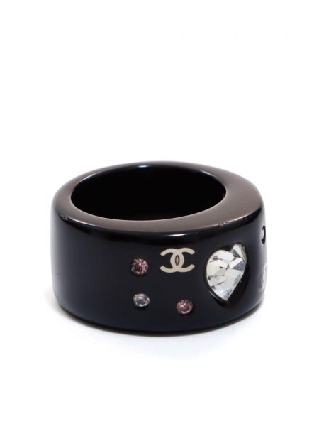 Prsten se srdcovým vzorem Chanel Pre-owned černý