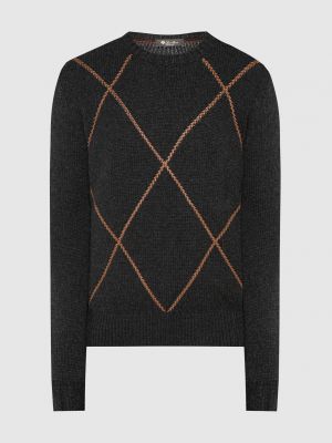 Серый кожаный свитер Loro Piana