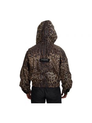 Chaqueta con capucha con estampado leopardo Dolce & Gabbana marrón