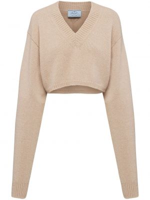 Maglione ricamata Prada marrone