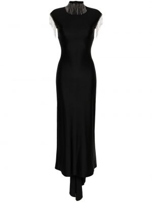 Krištáľové večerné šaty bez rukávov Atu Body Couture čierna