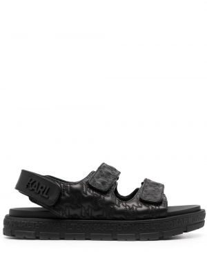 Prešívané kožené sandále s otvorenou pätou Karl Lagerfeld čierna