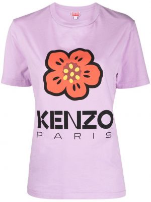 Тениска на цветя с принт Kenzo виолетово