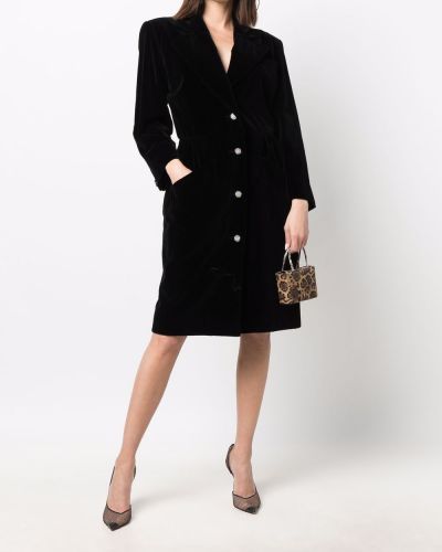 Aksamitna sukienka midi Yves Saint Laurent Pre-owned czarna