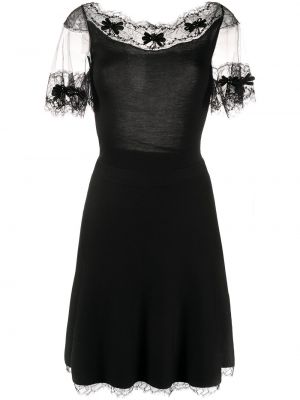 Кружевное ажурное платье на шнуровке Christian Dior, черный