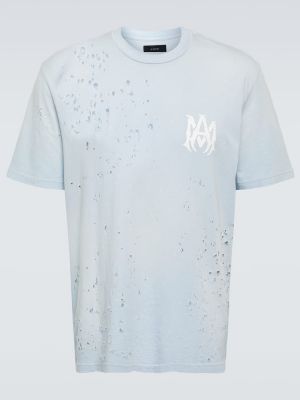 T-shirt di cotone con stampa in jersey Amiri grigio