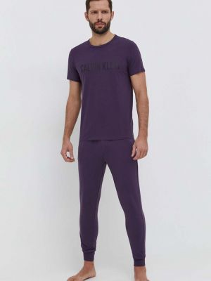 Spodnie z nadrukiem Calvin Klein Underwear fioletowe
