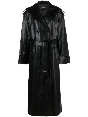 Kožený kabát Mainless čierna