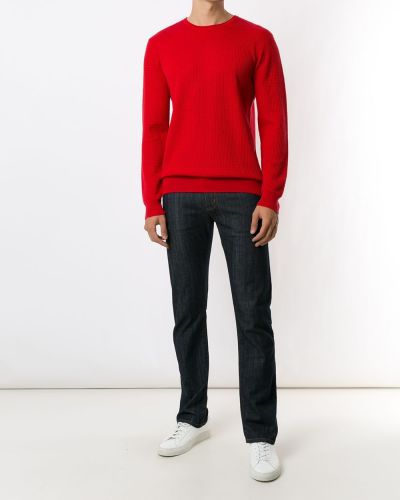 Cárdigan de tela jersey de cuello redondo Emporio Armani rojo