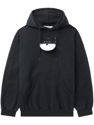 Pamučna hoodie s kapuljačom s vezom Doublet crna