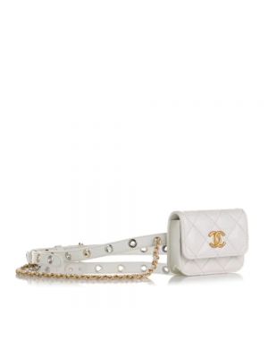 Cinturón de cuero Chanel Vintage blanco