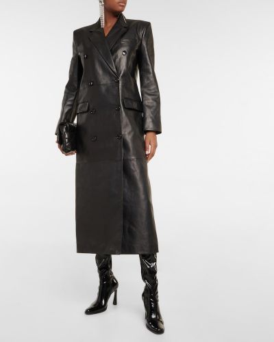 Manteau en cuir Magda Butrym noir