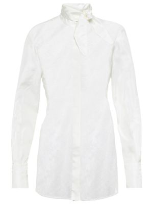 Svilena bluza s čipko Valentino bela