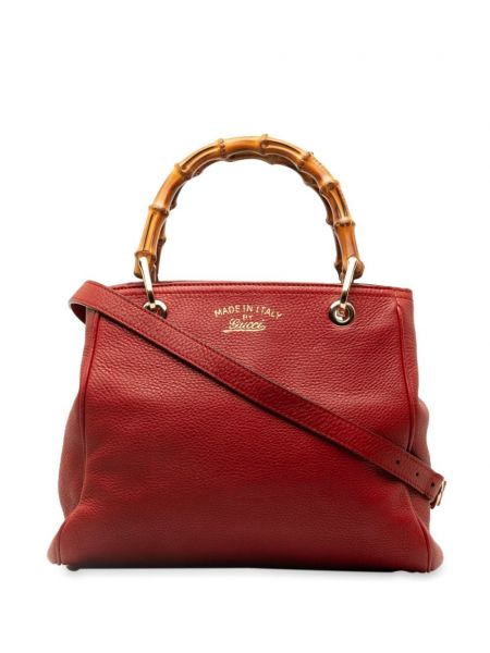 Τσάντα shopper μπαμπού Gucci Pre-owned κόκκινο