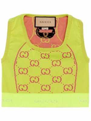 Jacquard ermeløs crop top Gucci gul