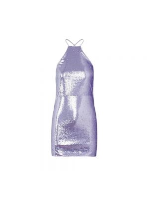 Haftowana sukienka mini z otwartymi plecami The Attico fioletowa