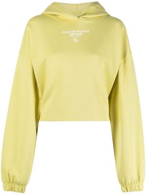 Bluza z kapturem z nadrukiem Calvin Klein Jeans żółta