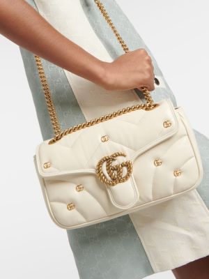 Кожени чанта за ръка Gucci бяло