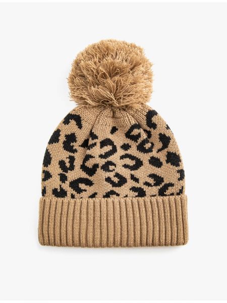 Pletená baretka s leopardím vzorom Koton