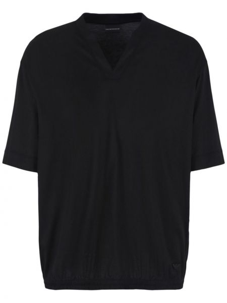 Μπλούζα με λαιμόκοψη v από ζέρσεϋ Emporio Armani μαύρο