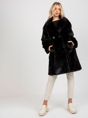 Γυναικεία παλτό με τσέπες Fashionhunters μαύρο