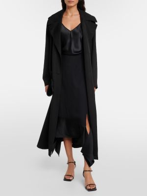 Saténové midi sukně Totême černé