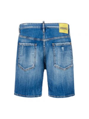 Haftowane szorty jeansowe slim fit Dsquared2 niebieskie