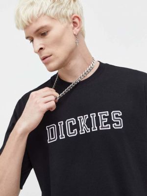 Памучна тениска с дълъг ръкав с принт Dickies черно