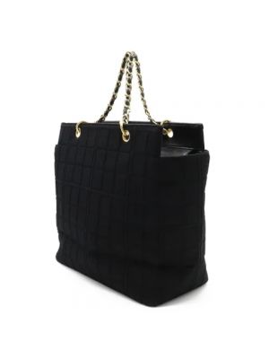 Bolsa de hombro de algodón Chanel Vintage negro