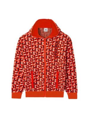 Куртка на молнии с капюшоном с принтом Kenzo красная