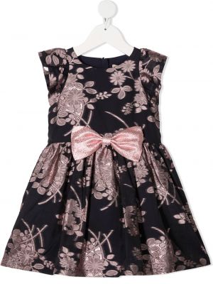 Jacquard floral ermeløs dress for jenter Hucklebones London blå