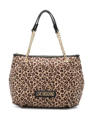 Leopard trykt kjedeposer Love Moschino brun