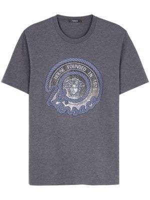 Bavlněné tričko Versace šedé
