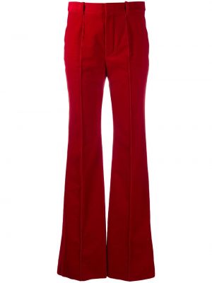 Pantalones rectos de cintura alta Saint Laurent rojo