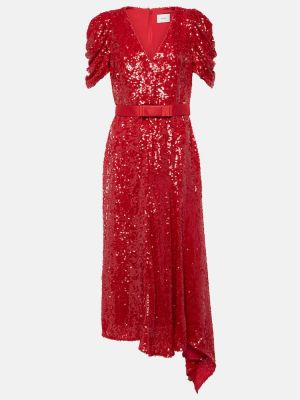 Sukienka midi asymetryczna Erdem czerwona