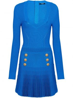Obleka z gumbi Balmain modra