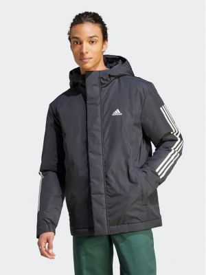 Csíkos téli kabát Adidas fekete