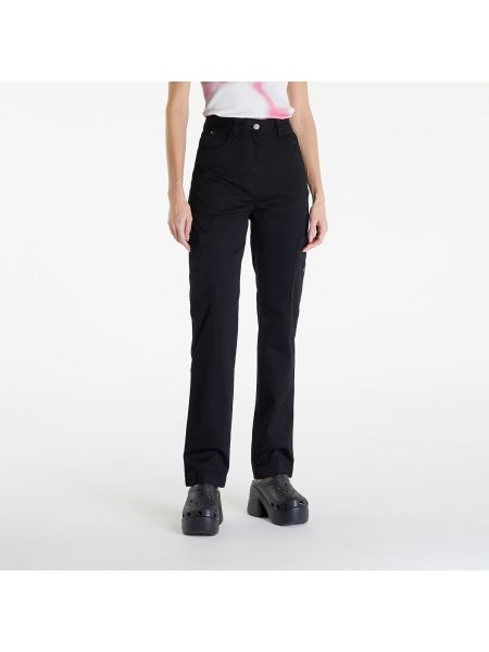 Pletené straight fit džíny s vysokým pasem Calvin Klein černé