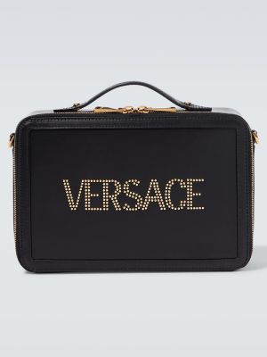 Кожени чанта през рамо с шипове Versace