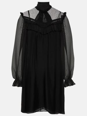 Čipkované hodvábne šaty s volánmi Dorothee Schumacher čierna