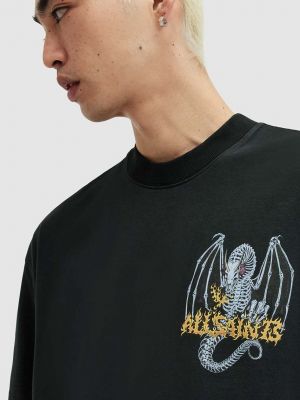 Koszulka bawełniana z nadrukiem Allsaints czarna