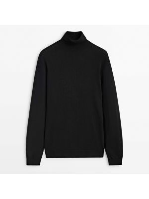 Хлопковый свитер Massimo Dutti черный