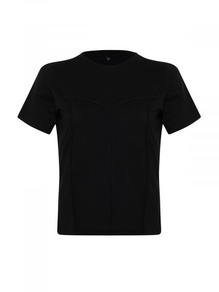 Плетена тениска Trendyol черно