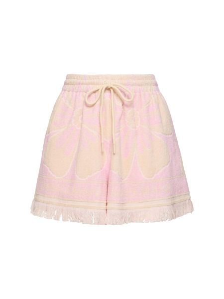 Shorts med fransar i bomull Zimmermann rosa