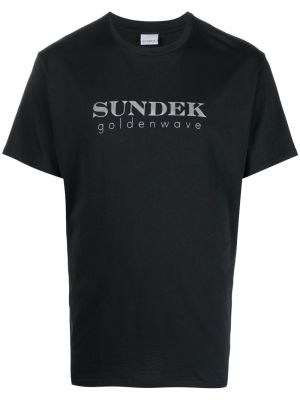 Тениска с принт с кръгло деколте Sundek черно
