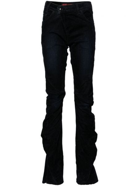 Samt bootcut jeans mit drapierungen Ottolinger blau