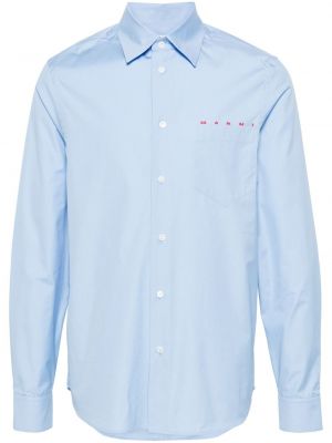 Kokvilnas krekls ar apdruku Marni zils