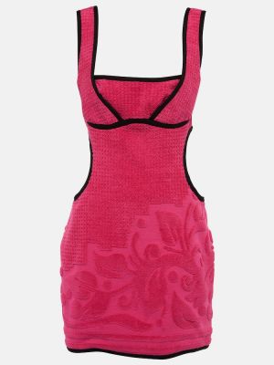Βαμβακερή φόρεμα ζακάρ Marine Serre ροζ