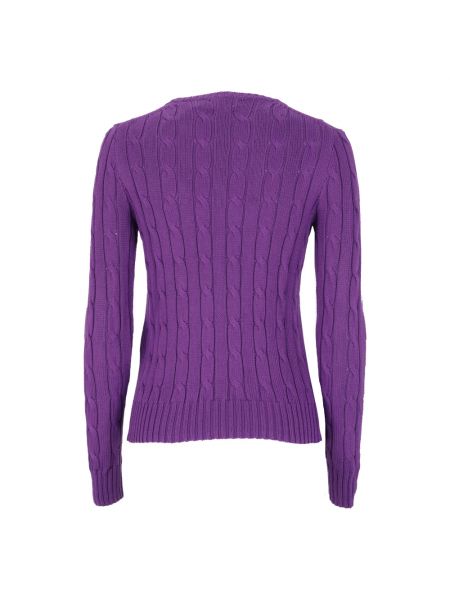 Dzianinowy sweter bawełniany Polo Ralph Lauren fioletowy