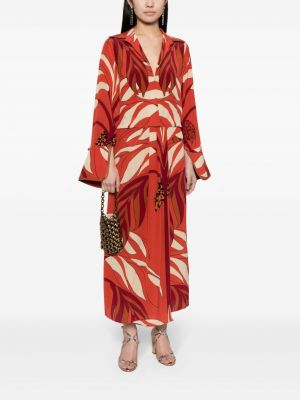 Robe longue à imprimé de motif coeur Johanna Ortiz rouge